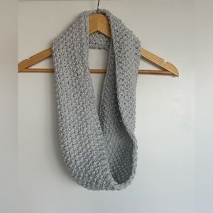 Cozy Knit Infinity Scarf with Tinsel Detailing, Grey, OS.
